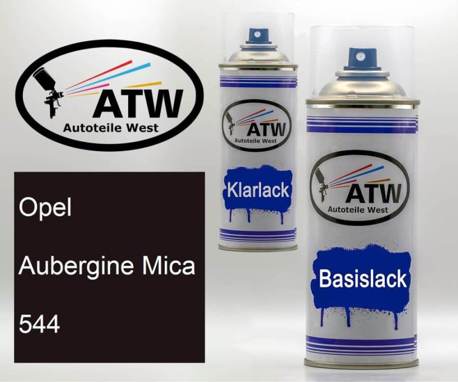 Opel, Aubergine Mica, 544: 400ml Sprühdose + 400ml Klarlack - Set, von ATW Autoteile West.